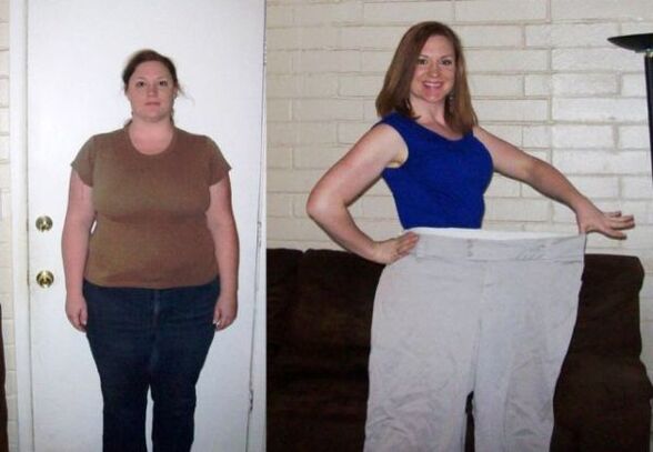 Mujeres antes y después de seguir una dieta de bebida. 